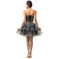 Grace Karin New Arrival Strapless Sweetheart Neckline Short Organza Black Cocktail Dress 2015 CL007587-1